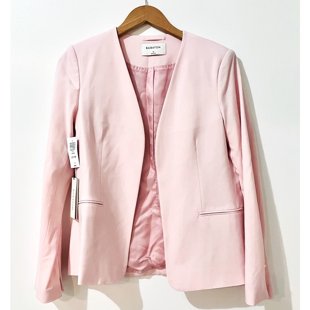 Aritzia Babaton Wool Open Front Lexia Blazer Pink Chalk | Size 10